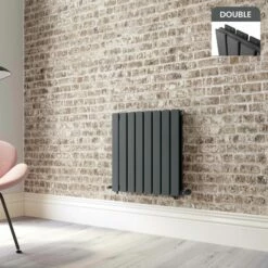 Faro Anthracite Double Flat Panel Horizontal Radiator 600x560mm