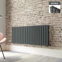 Faro Anthracite Double Flat Panel Horizontal Radiator 600x1400mm