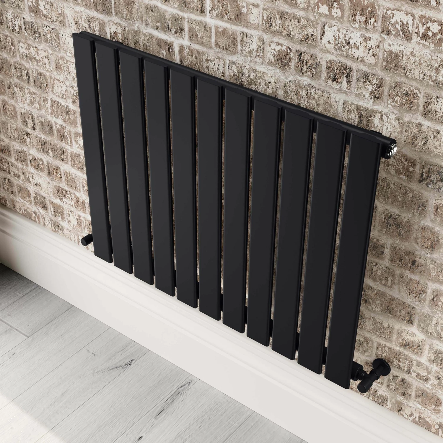 Faro Matt Black Single Flat Panel Horizontal Radiator 600x770mm - Image 4