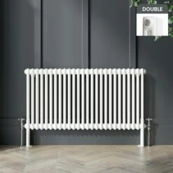Athens White Double Column Horizontal Traditional Radiator 600x1190mm