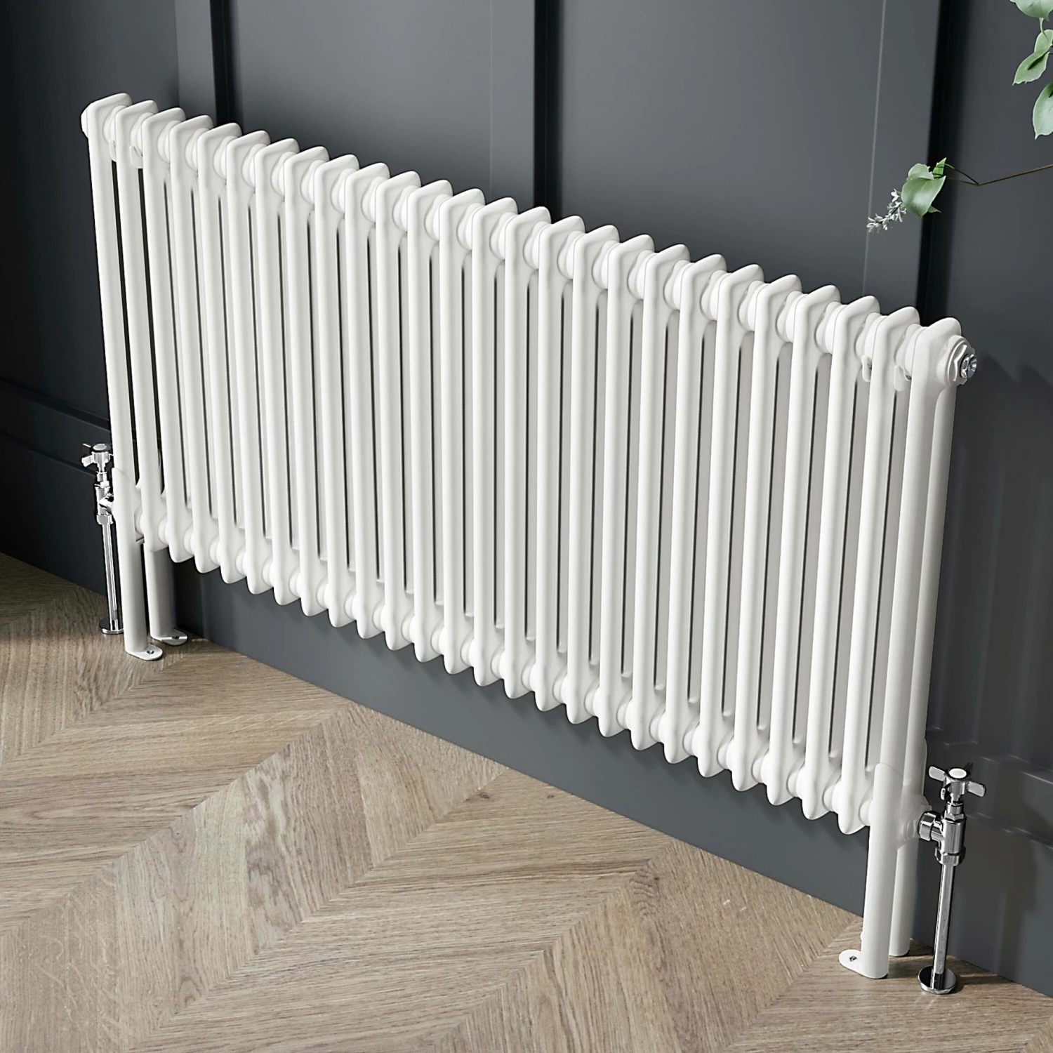 Athens White Double Column Horizontal Traditional Radiator 600x1190mm - Image 3