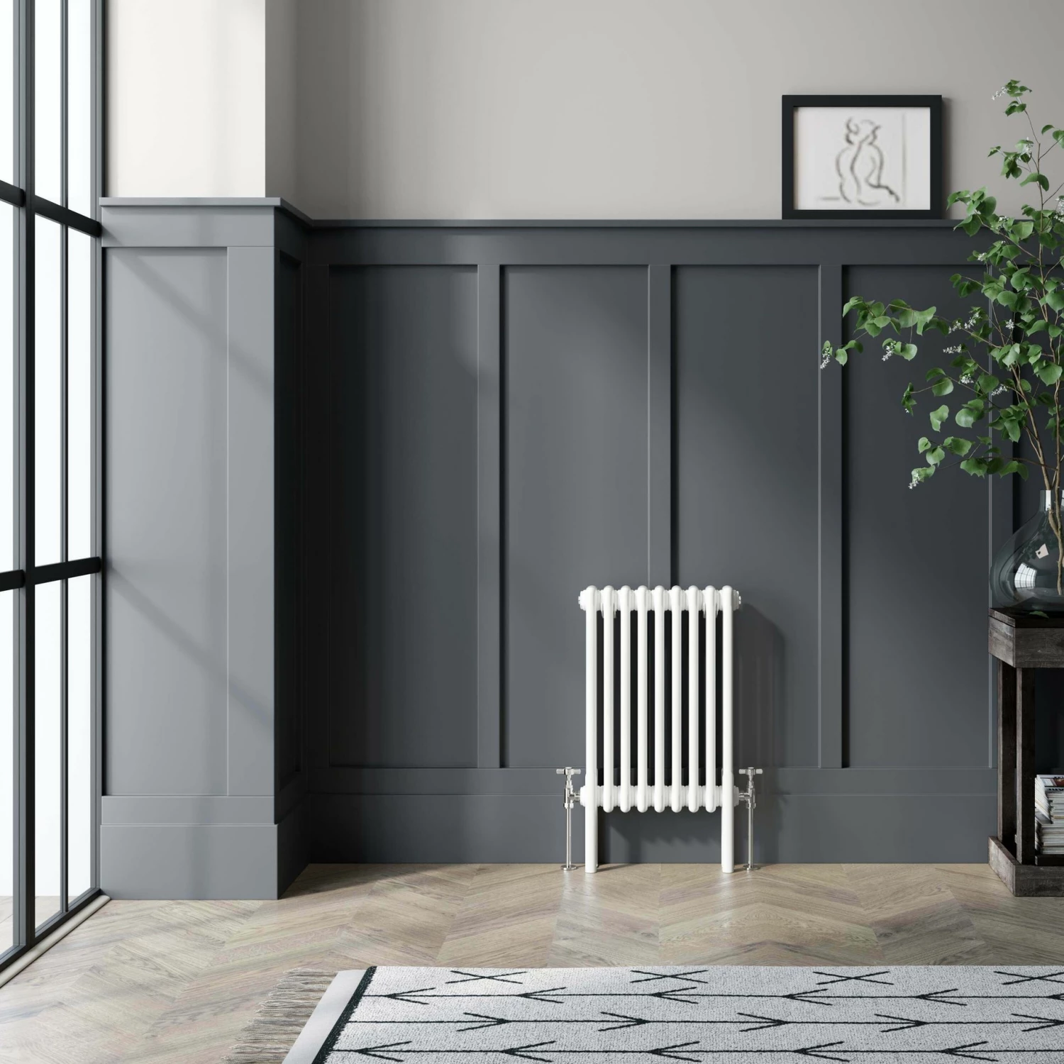 Athens White Triple Column Horizontal Traditional Radiator 600x425mm - Image 2