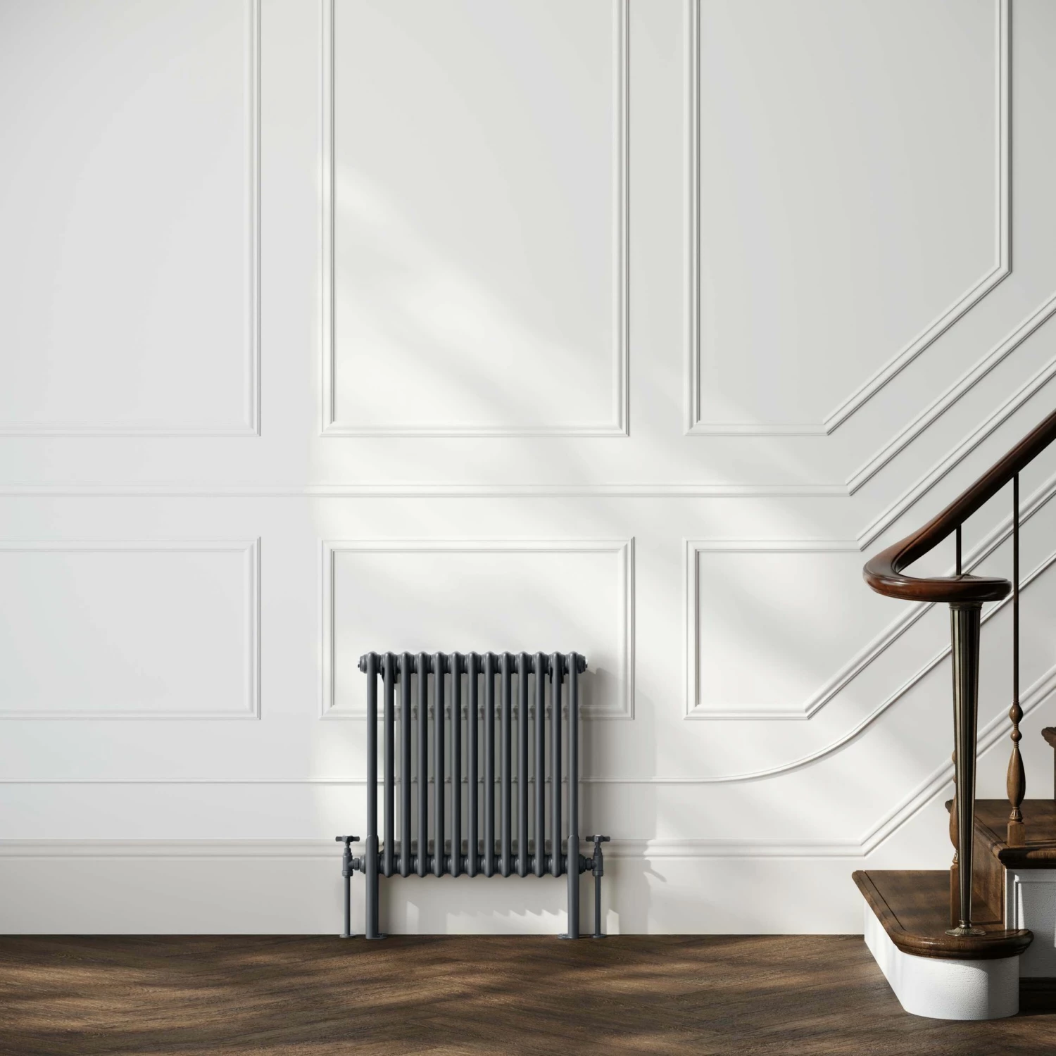 Athens Anthracite Double Column Horizontal Traditional Radiator 600x605mm - Image 2