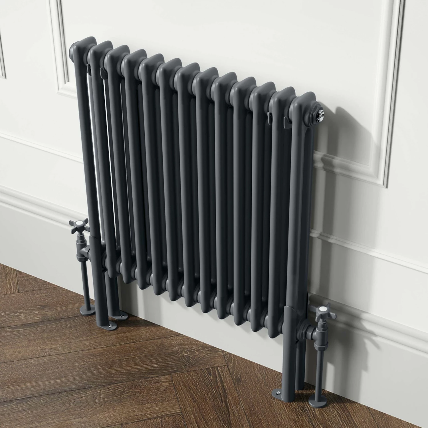 Athens Anthracite Double Column Horizontal Traditional Radiator 600x605mm - Image 3