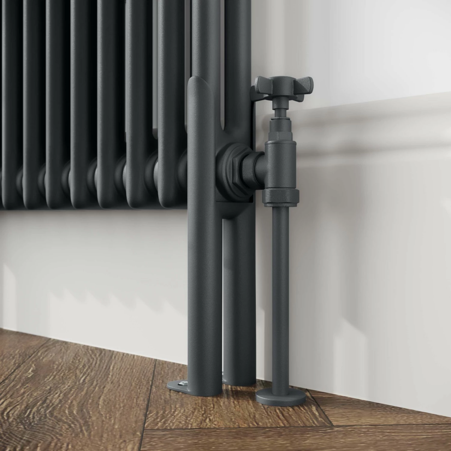 Athens Anthracite Double Column Horizontal Traditional Radiator 600x605mm - Image 5