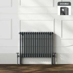 Athens Anthracite Double Column Horizontal Traditional Radiator 600x785mm