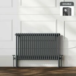 Athens Anthracite Double Column Horizontal Traditional Radiator 600x1010mm