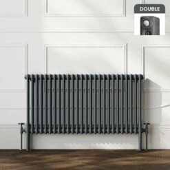 Athens Anthracite Double Column Horizontal Traditional Radiator 600x1190mm