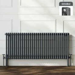 Athens Anthracite Double Column Horizontal Traditional Radiator 600x1415mm