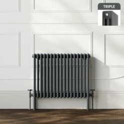 Athens Anthracite Triple Column Horizontal Traditional Radiator 600x785mm