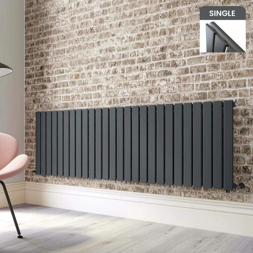 Faro Anthracite Single Flat Panel Horizontal Radiator 600x1820mm