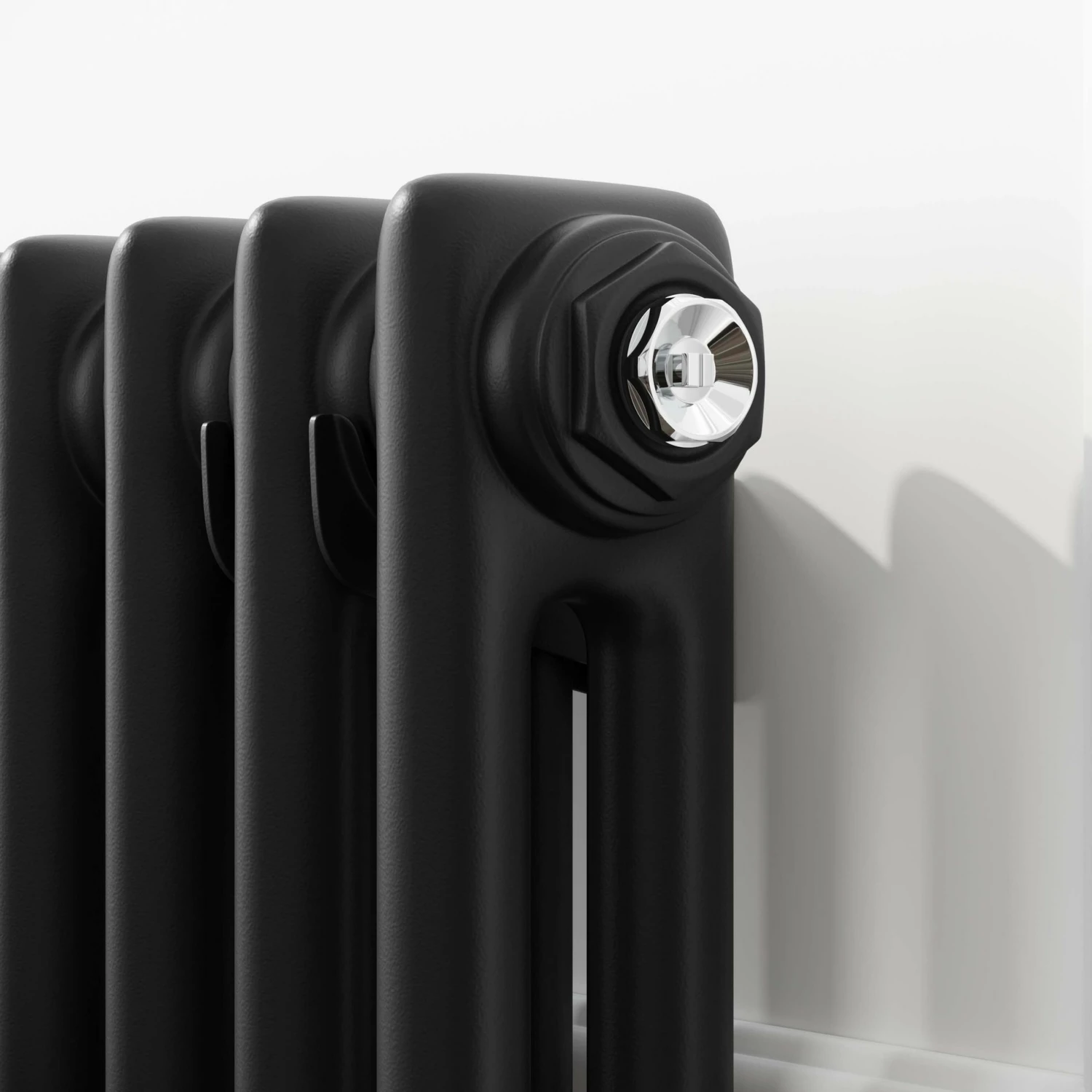 Athens Matt Black Double Column Horizontal Traditional Radiator 600x605mm - Image 4