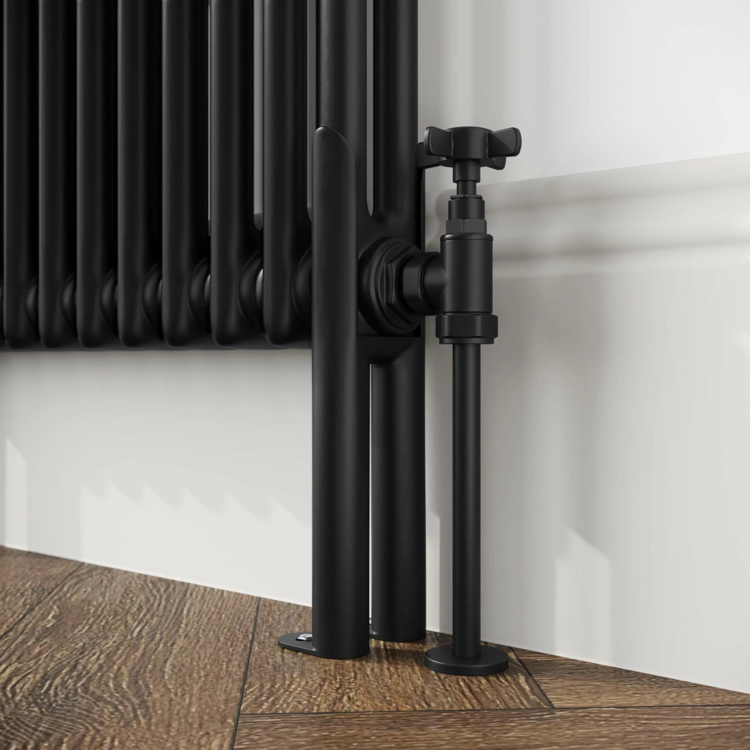 Athens Matt Black Double Column Horizontal Traditional Radiator 600x1190mm - Image 5