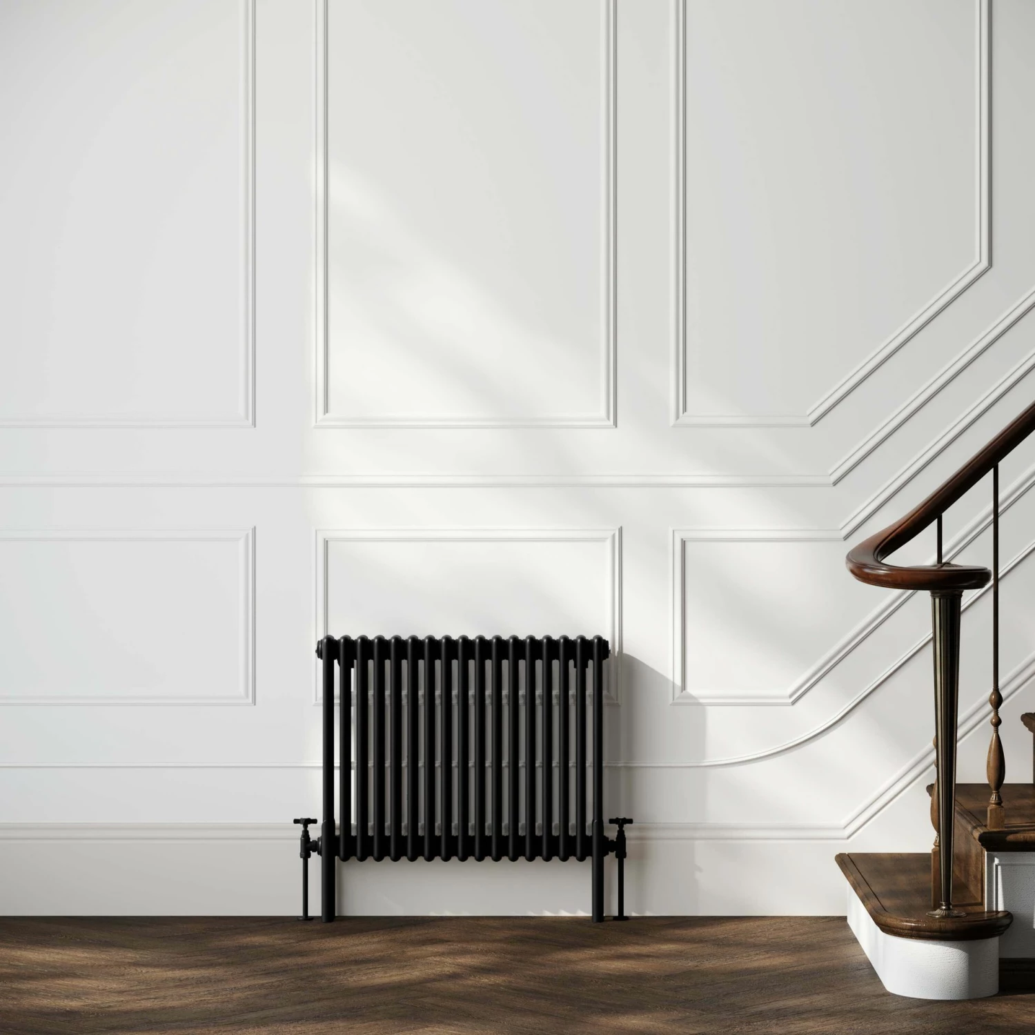 Athens Matt Black Triple Column Horizontal Traditional Radiator 600x785mm - Image 2