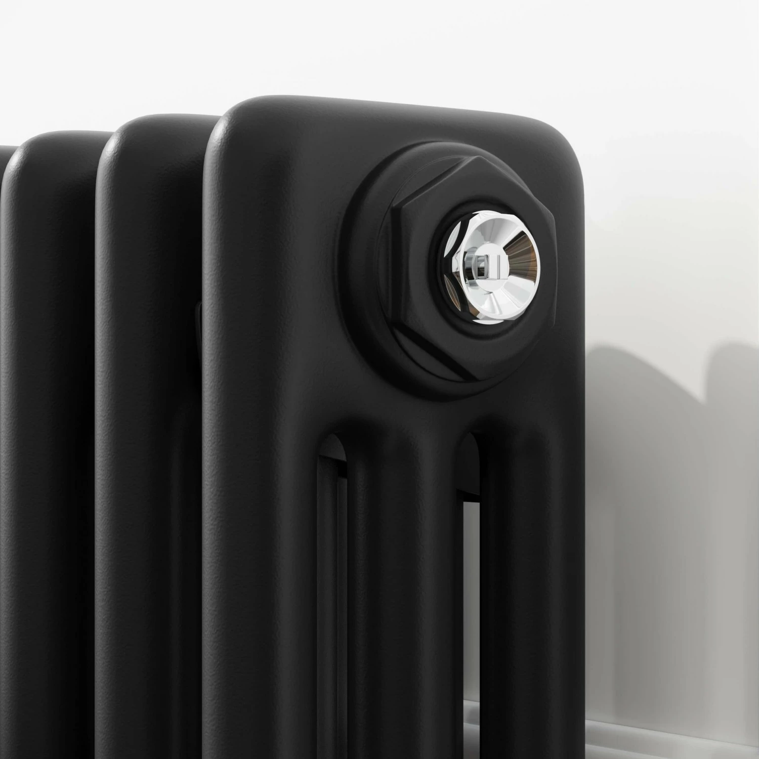 Athens Matt Black Triple Column Horizontal Traditional Radiator 600x785mm - Image 4