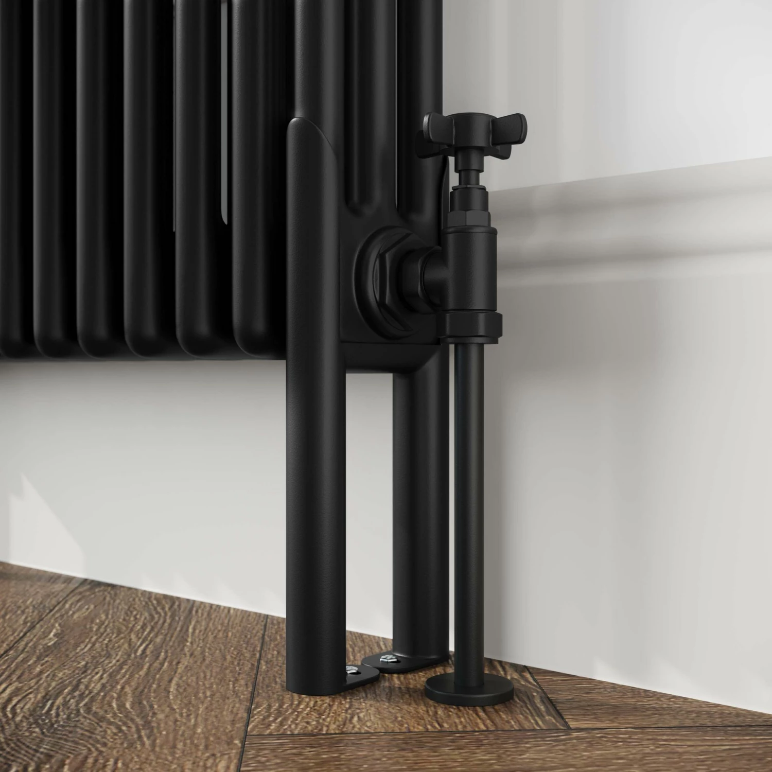 Athens Matt Black Triple Column Horizontal Traditional Radiator 600x785mm - Image 5