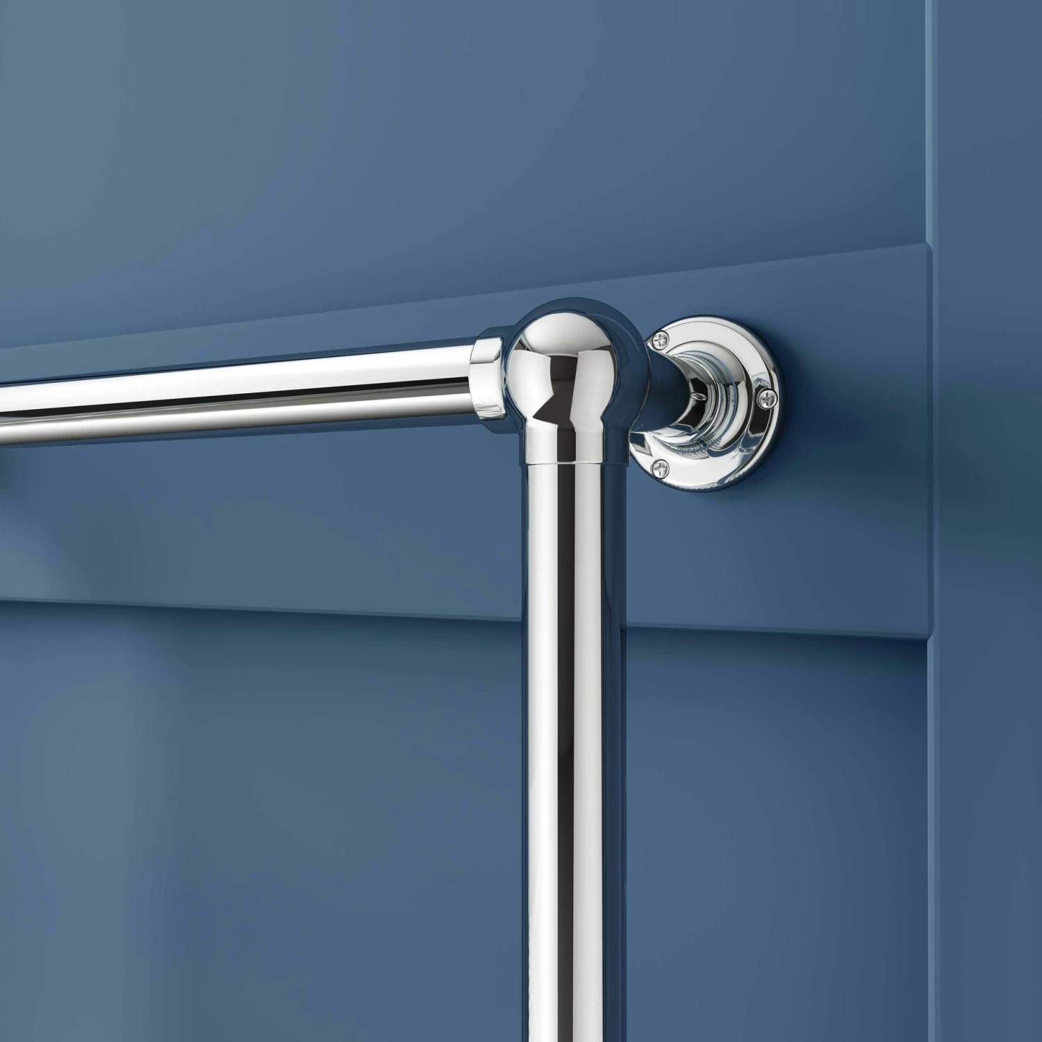 Gibraltar Floor Standing Traditional Chrome Heated Towel Rail 1200x600mm - Image 5