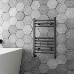 Barcelona Anthracite Straight Heated Towel Rail 650x400mm