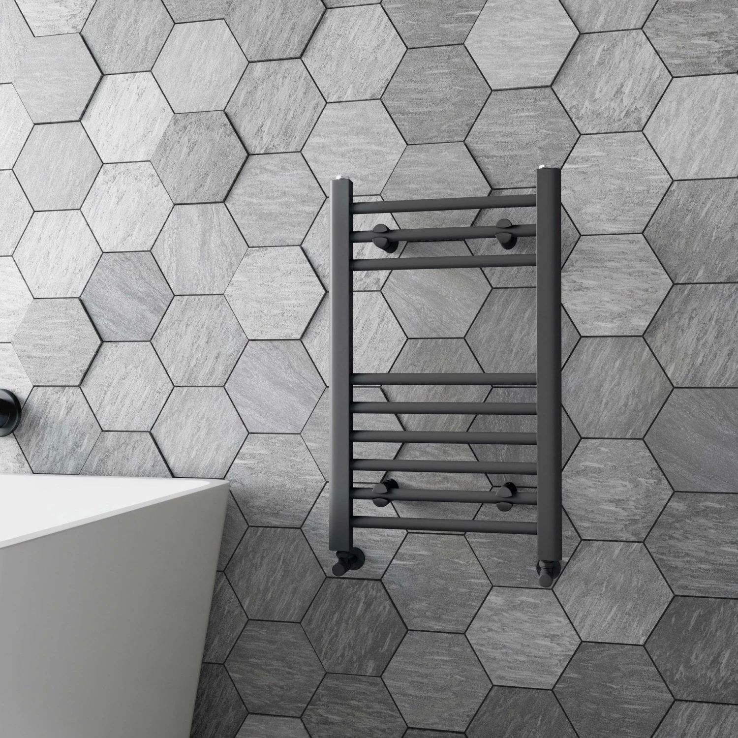 Barcelona Anthracite Straight Heated Towel Rail 650x400mm