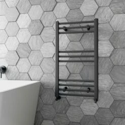 Barcelona Anthracite Straight Heated Towel Rail 800x450mm