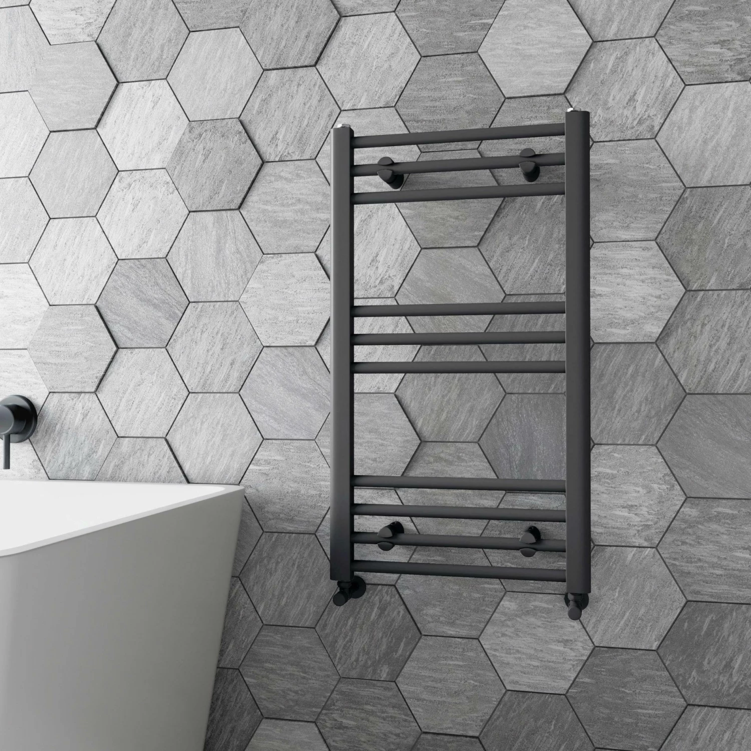 Barcelona Anthracite Straight Heated Towel Rail 800x450mm