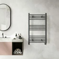Barcelona Anthracite Straight Heated Towel Rail 1000x600mm