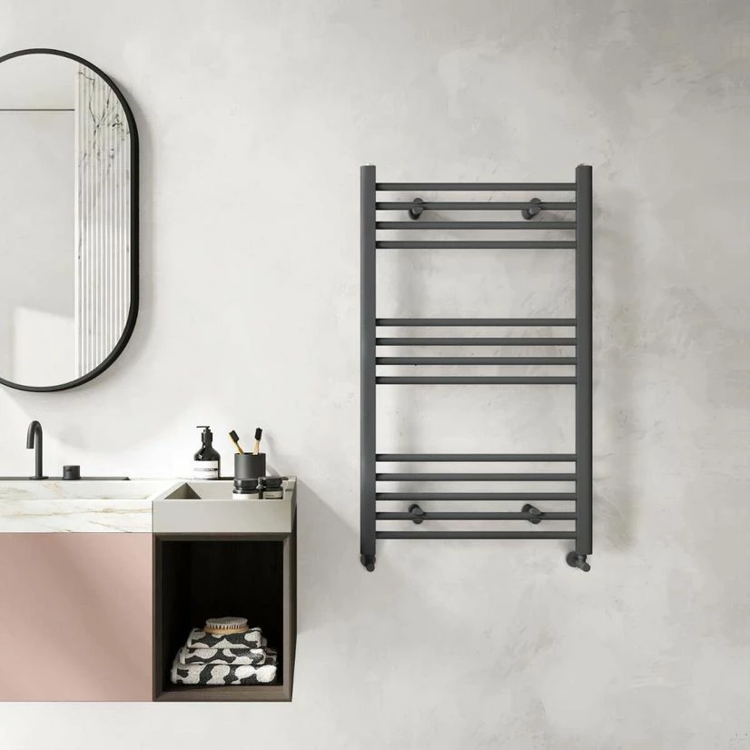 Barcelona Anthracite Straight Heated Towel Rail 1000x600mm