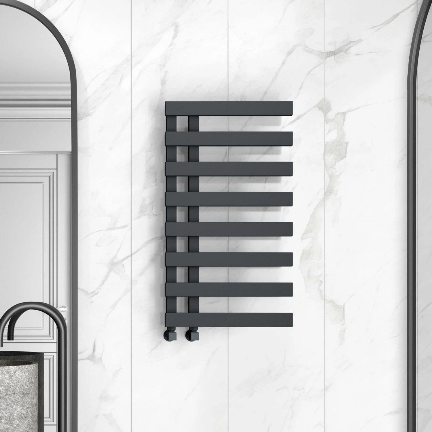 Palermo Anthracite Designer Heated Towel Rail 800x450mm