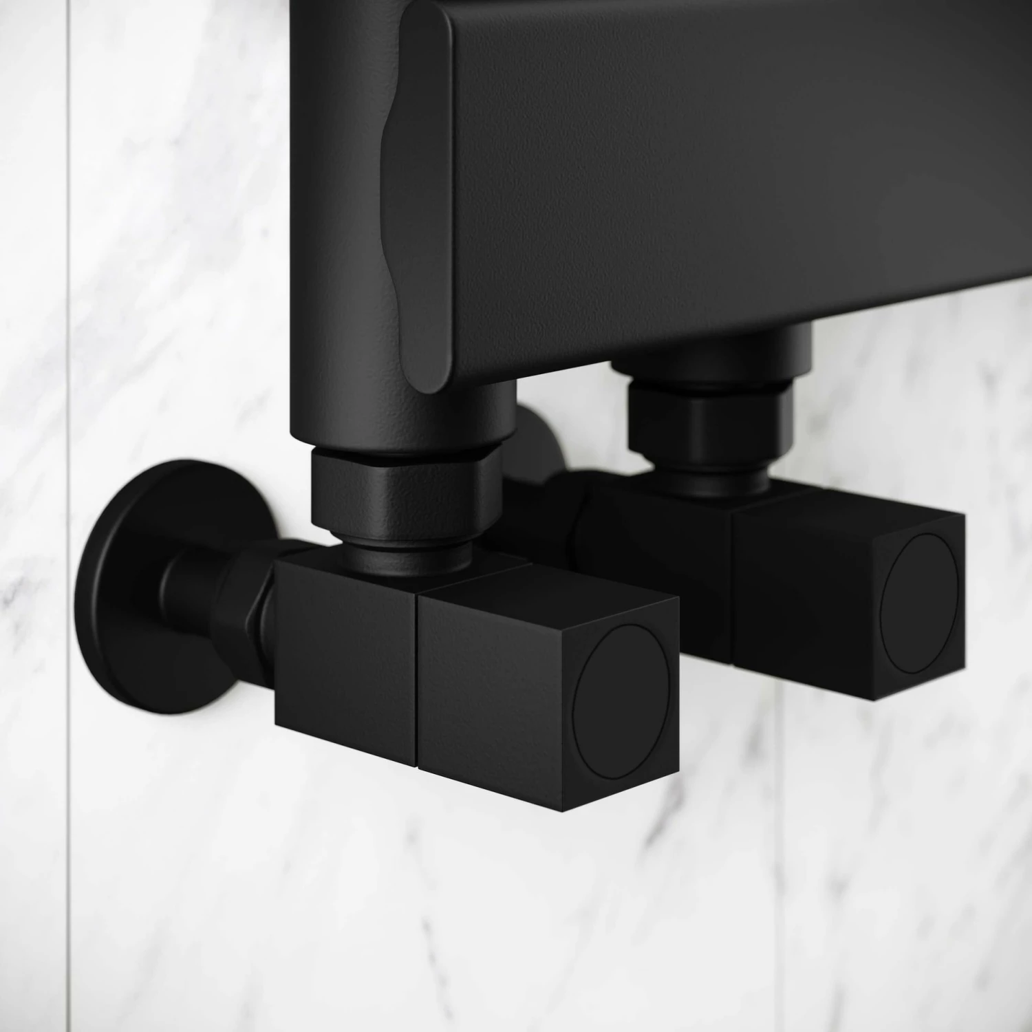 Seville Matt Black Designer Flat Panel Heated Towel Rail 1200x450mm - Image 5