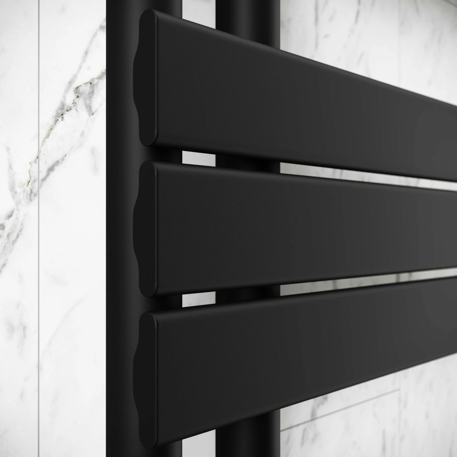 Seville Matt Black Designer Flat Panel Heated Towel Rail 1200x600mm - Image 4