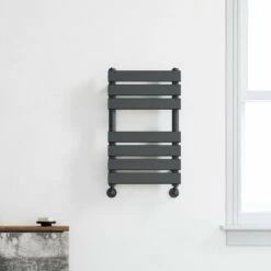 Santorini Anthracite Flat Panel Heated Towel Rail 650x400mm