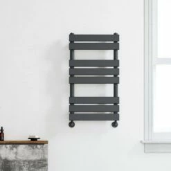 Santorini Anthracite Flat Panel Heated Towel Rail 800x450mm