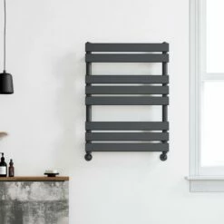 Santorini Anthracite Flat Panel Heated Towel Rail 800x600mm