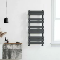 Santorini Anthracite Flat Panel Heated Towel Rail 1000x450mm