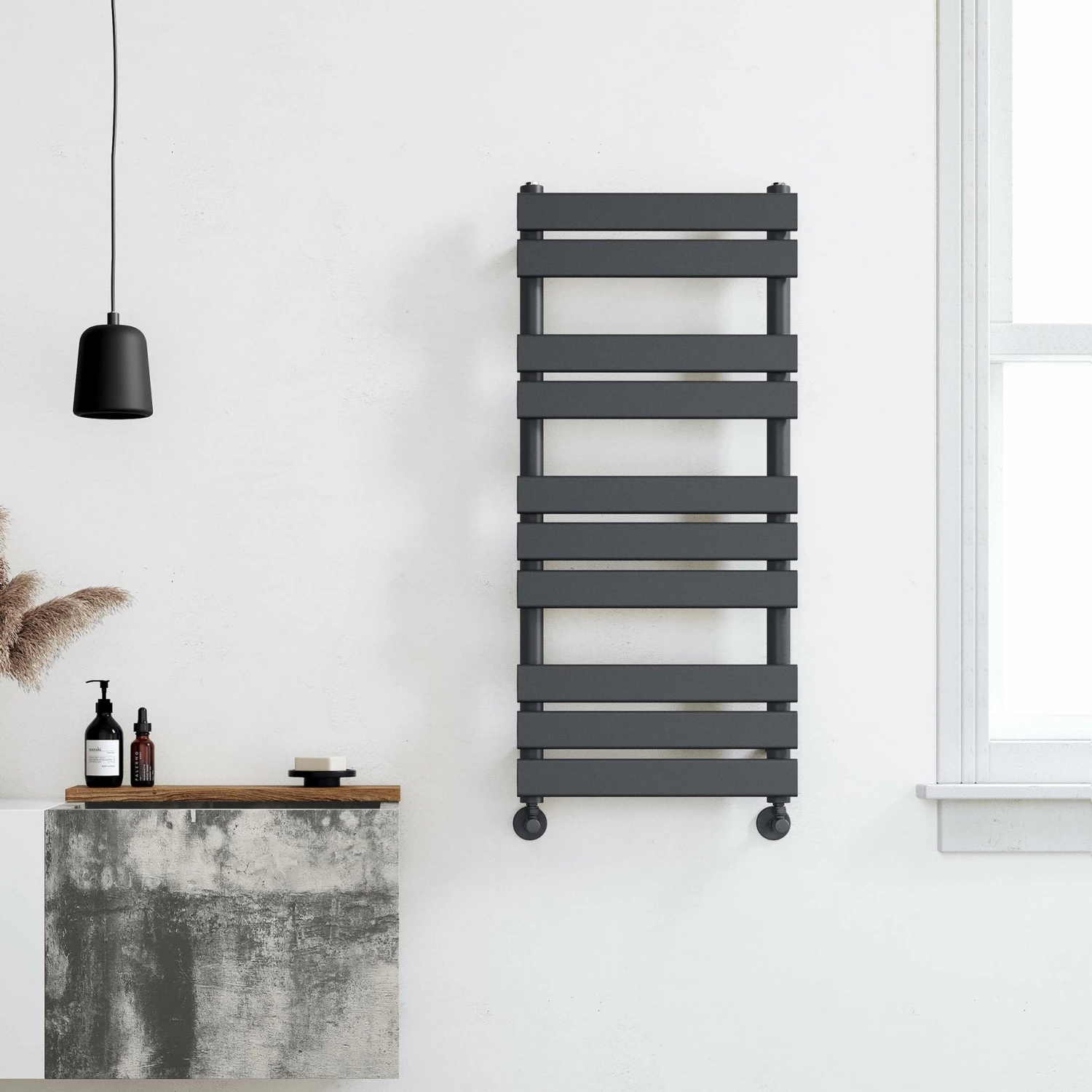 Santorini Anthracite Flat Panel Heated Towel Rail 1000x450mm