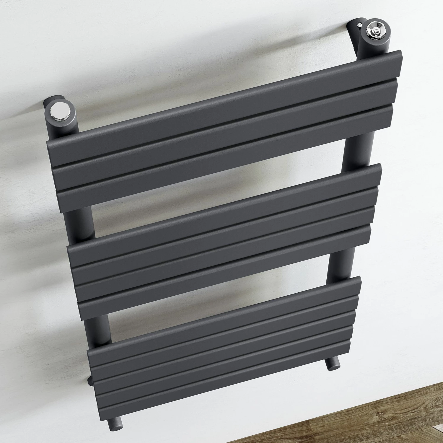 Santorini Anthracite Flat Panel Heated Towel Rail 1200x450mm - Image 3