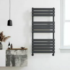 Santorini Anthracite Flat Panel Heated Towel Rail 1200x600mm