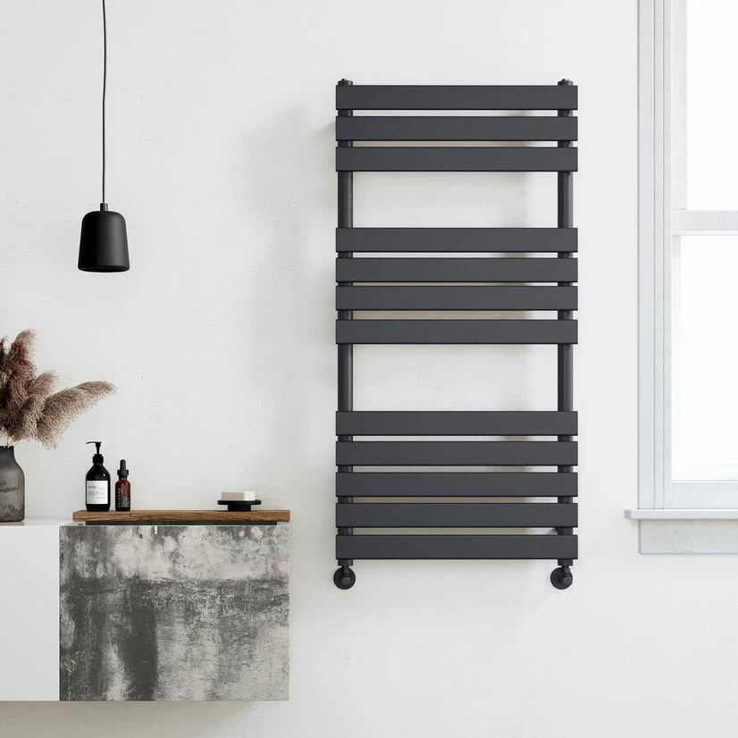Santorini Anthracite Flat Panel Heated Towel Rail 1200x600mm