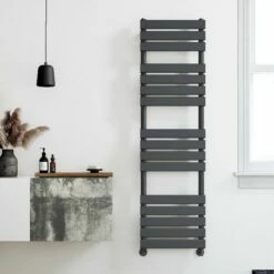 Santorini Anthracite Flat Panel Heated Towel Rail 1600x450mm