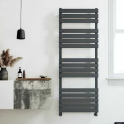 Santorini Anthracite Flat Panel Heated Towel Rail 1600x600mm