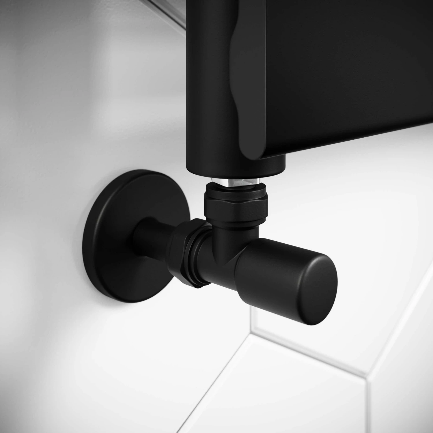 Santorini Matt Black Flat Panel Heated Towel Rail 1200x600mm - Image 5