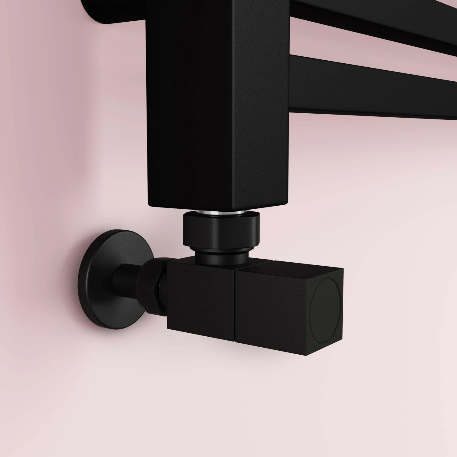 Valetta Matt Black Square Heated Towel Rail 1200x450mm - Image 4