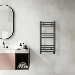 Barcelona Anthracite Straight Heated Towel Rail 800x400mm