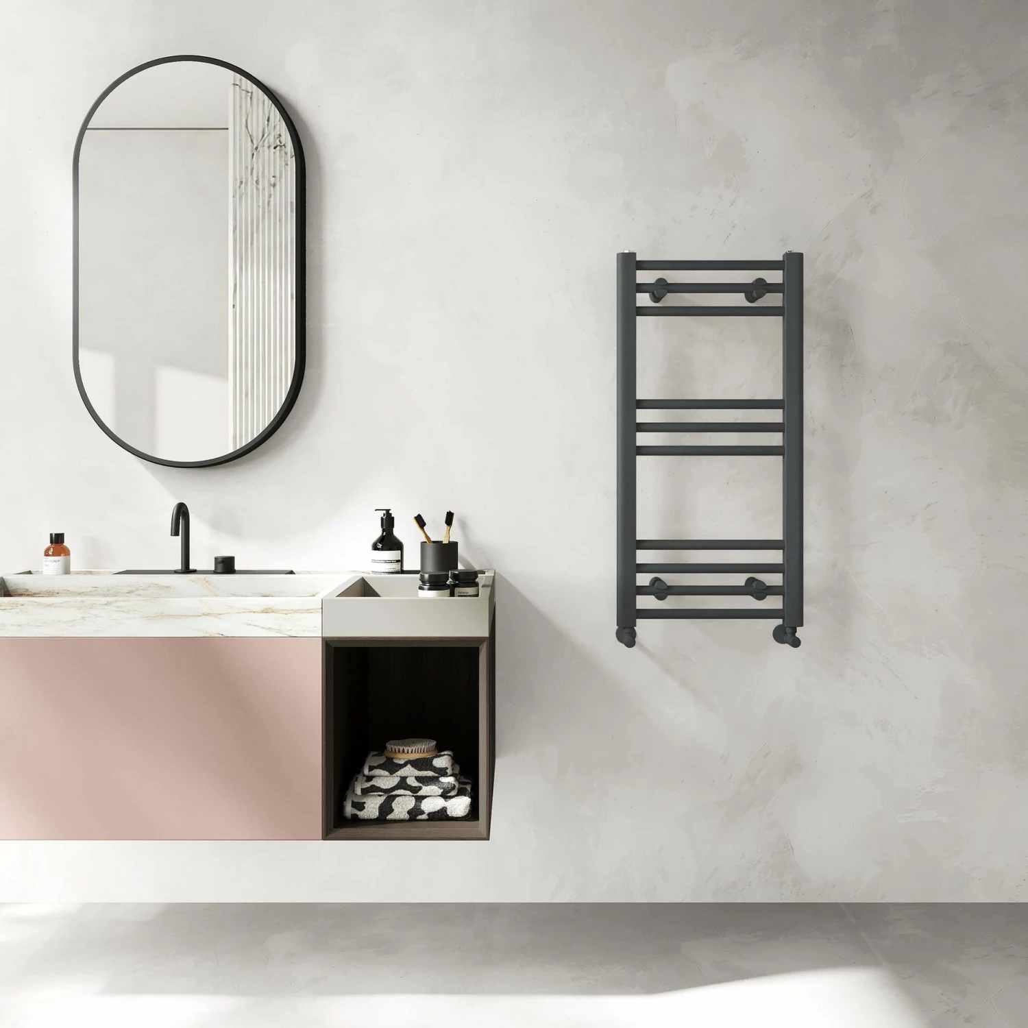 Barcelona Anthracite Straight Heated Towel Rail 800x400mm - Image 2