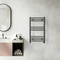 Barcelona Anthracite Straight Heated Towel Rail 800x500mm