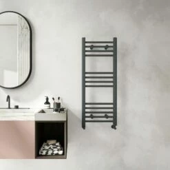 Barcelona Anthracite Straight Heated Towel Rail 1000x400mm