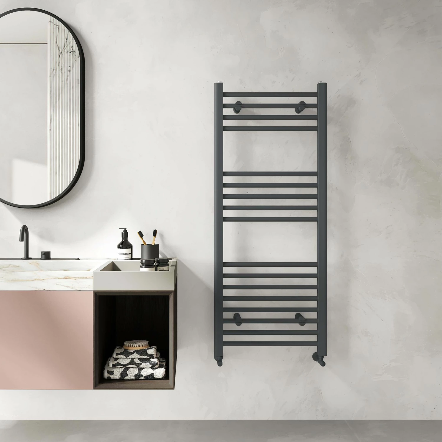 Barcelona Anthracite Straight Heated Towel Rail 1200x500mm