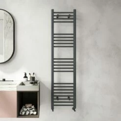 Barcelona Anthracite Straight Heated Towel Rail 1600x400mm