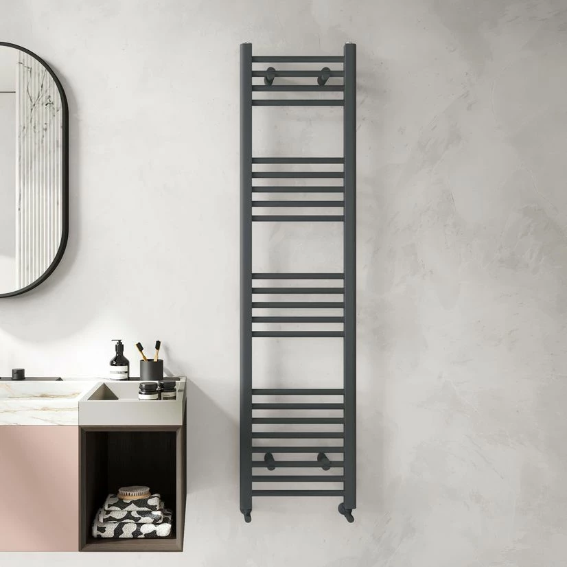 Barcelona Anthracite Straight Heated Towel Rail 1600x400mm