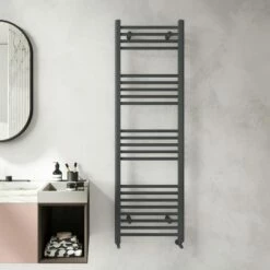 Barcelona Anthracite Straight Heated Towel Rail 1600x500mm